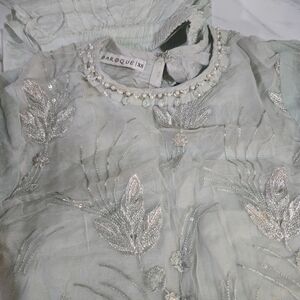 Baroque Embroidered Dress with Silver Accents